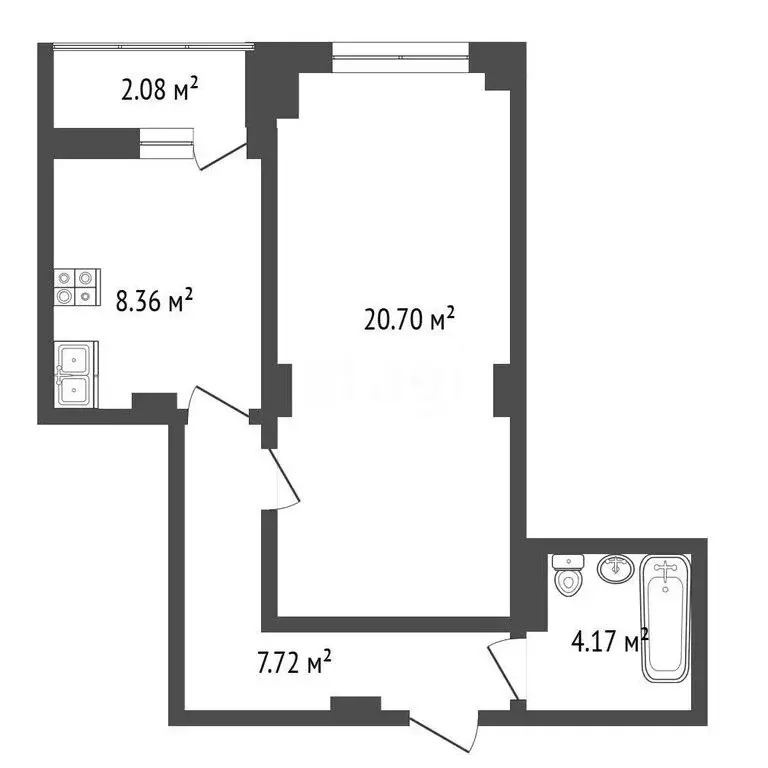 1-комнатная квартира: Курск, 2-я Агрегатная улица, 57А (42.99 м) - Фото 2