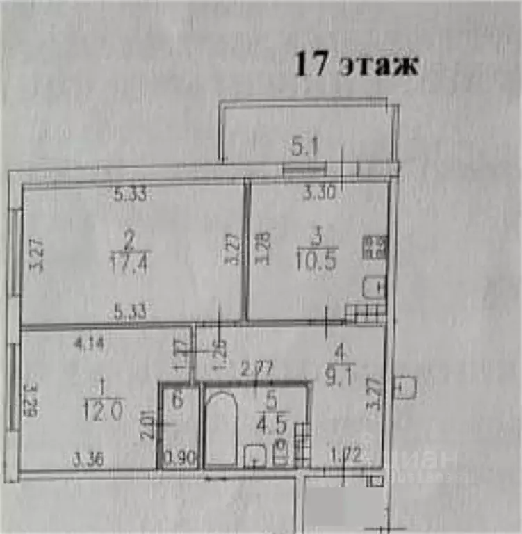 2-к кв. санкт-петербург богатырский просп, 60к1 (55.2 м) - Фото 0