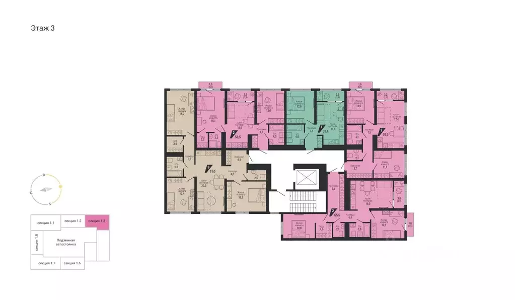 2-к кв. Свердловская область, Екатеринбург Вторчермет жилрайон,  (58.5 ... - Фото 2