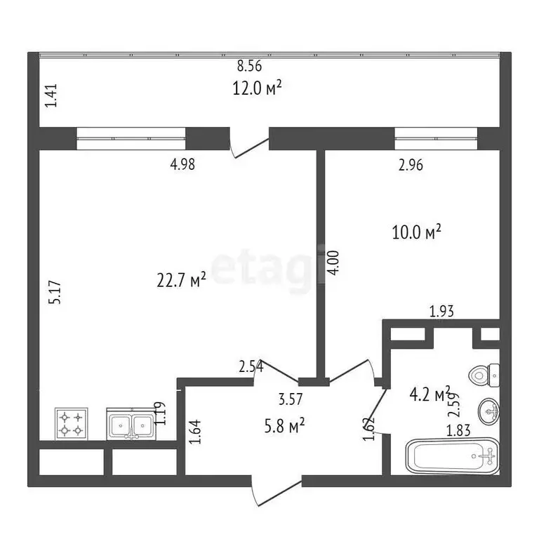 2-комнатная квартира: Набережные Челны, улица Шамиля Усманова, 18В (48 ... - Фото 0