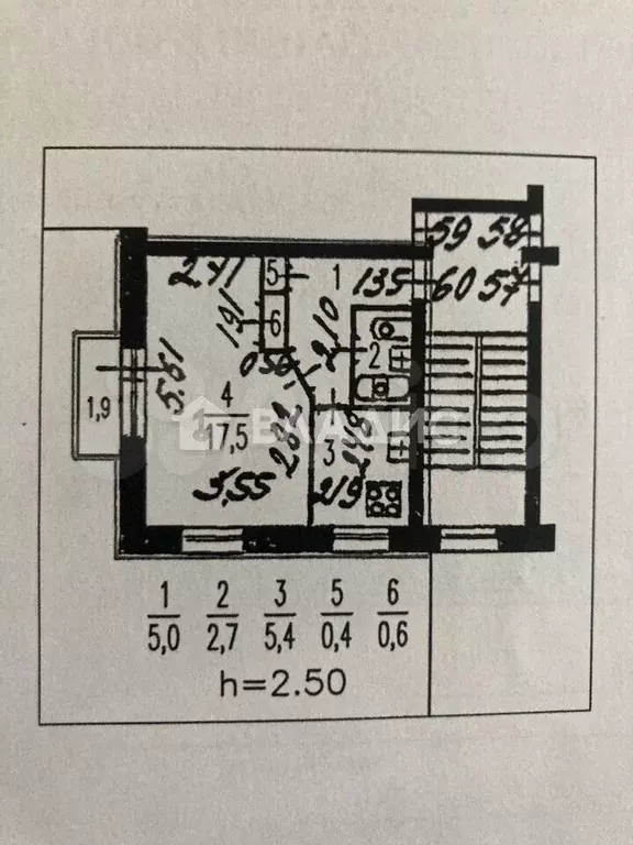 1-к. квартира, 31,6 м, 5/5 эт. - Фото 0