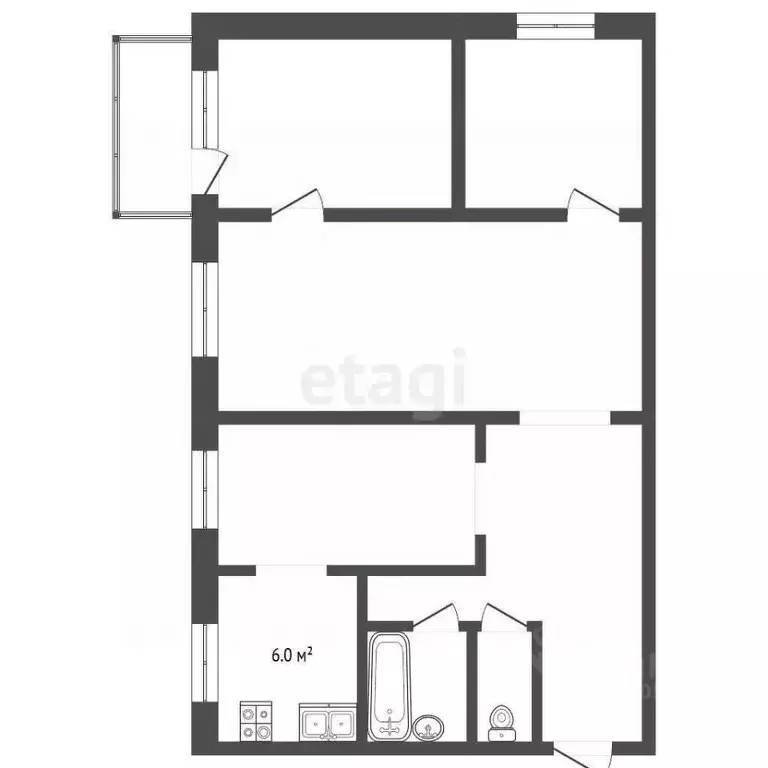 4-к кв. Кемеровская область, Калтан ул. Горького, 34А (59.9 м) - Фото 2