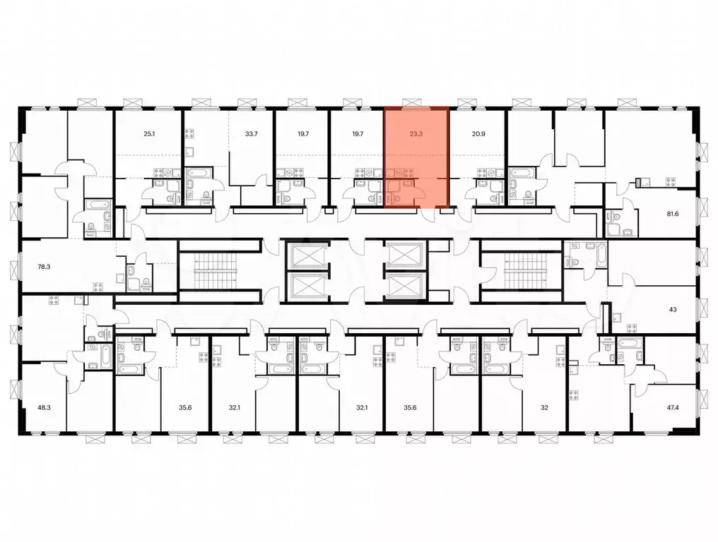 Квартира-студия, 23,2 м, 20/25 эт. - Фото 1