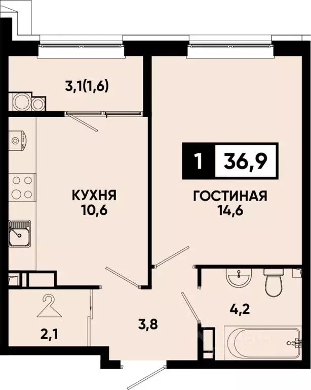 1-к кв. Ставропольский край, Кисловодск Моя Легенда жилой комплекс ... - Фото 0