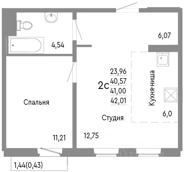 2-к кв. Челябинская область, Челябинск Нефтебазовая ул., 1к2 (41.0 м) - Фото 0