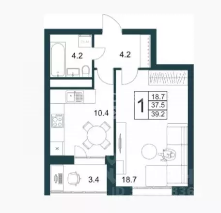 1-к кв. Липецкая область, Липецк Минская ул., 4Вк2 (39.2 м) - Фото 1