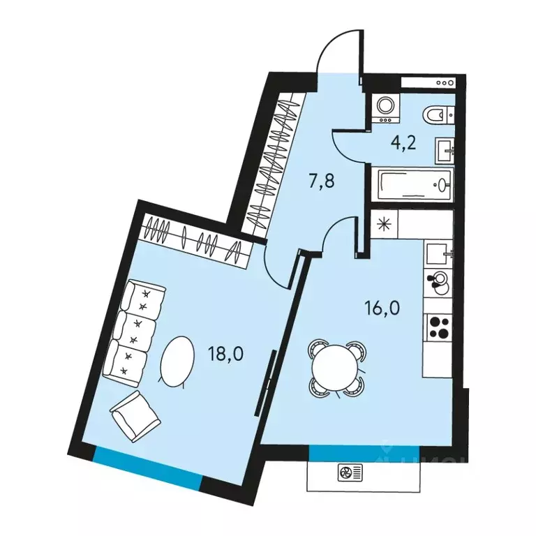 1-к кв. Пермский край, Пермь ул. Пушкина, 91 (46.0 м) - Фото 1