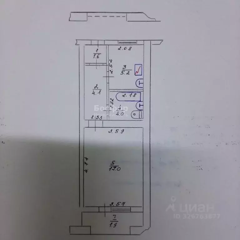 1-к кв. Крым, Феодосия ул. Володарского, 15А (33.8 м) - Фото 2