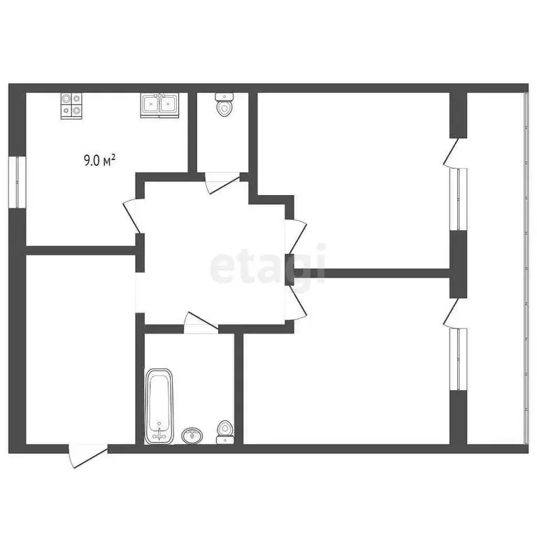 2-комнатная квартира: Ишим, улица Карла Маркса, 10 (43.3 м) - Фото 1