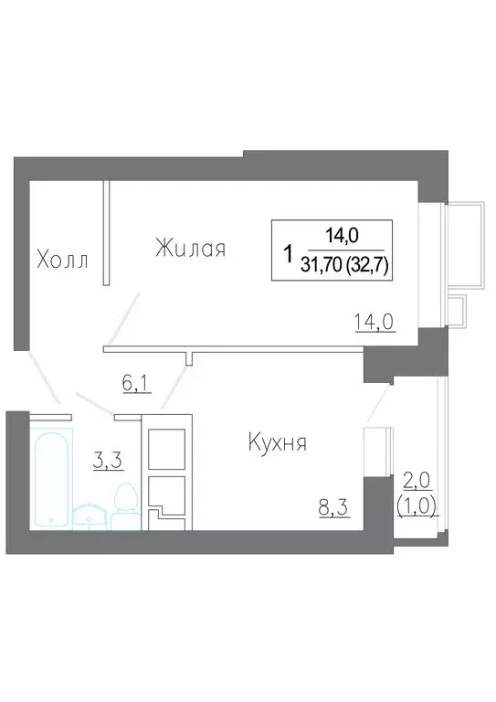 1-комнатная квартира: посёлок городского типа Сабурово, Садовая улица, ... - Фото 1