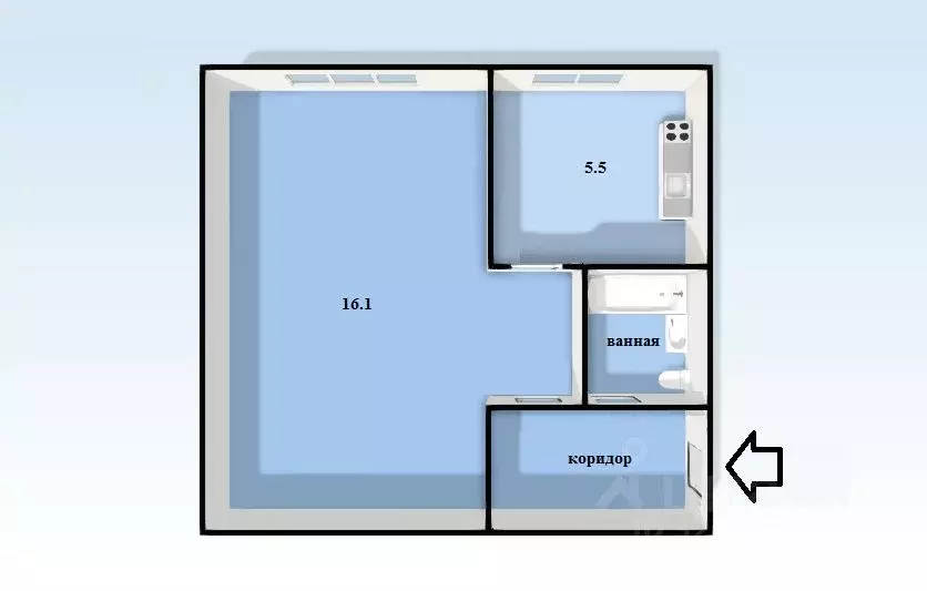 1-к кв. Свердловская область, Екатеринбург ул. Челюскинцев, 27 (27.9 ... - Фото 2