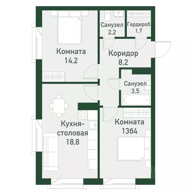 2-к кв. Челябинская область, Челябинский городской округ, пос. ... - Фото 0