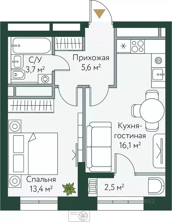 1-к кв. Волгоградская область, Волгоград Новосибирская ул., 74с1 ... - Фото 0