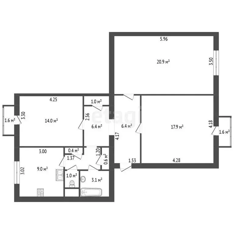3-комнатная квартира: Санкт-Петербург, Кузнецовская улица, 44 (80 м) - Фото 1