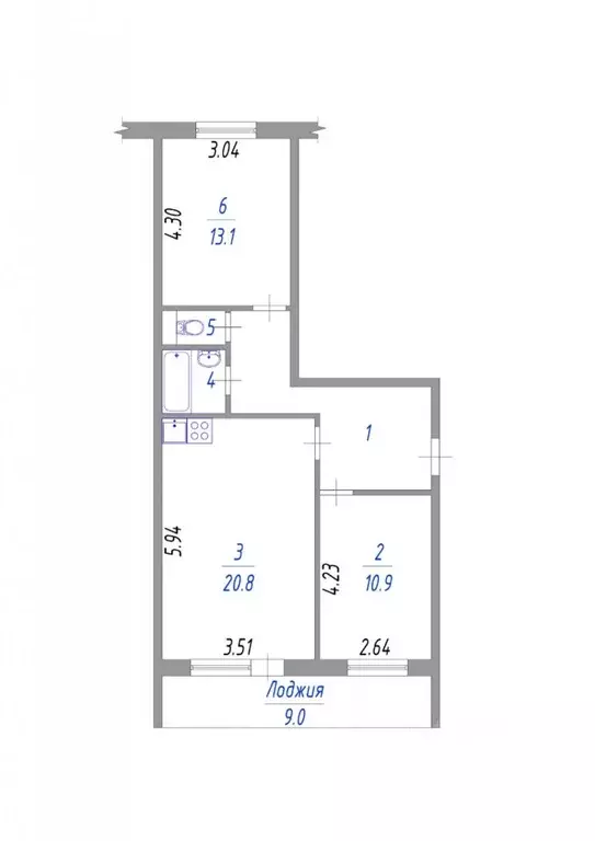 2-к кв. Томская область, Томск ул. Говорова, 46 (61.0 м) - Фото 1