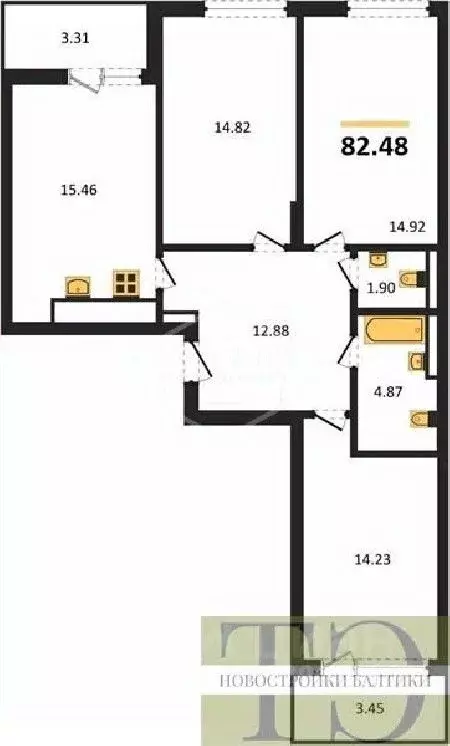 3-к кв. Калининградская область, Гурьевский муниципальный округ, пос. ... - Фото 0