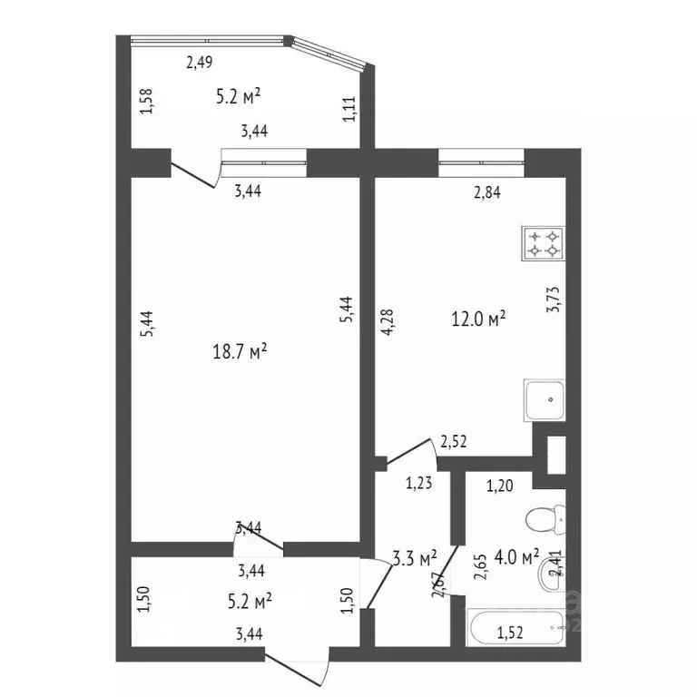 1-к кв. Ханты-Мансийский АО, Сургут ул. Есенина, 2 (43.0 м) - Фото 1