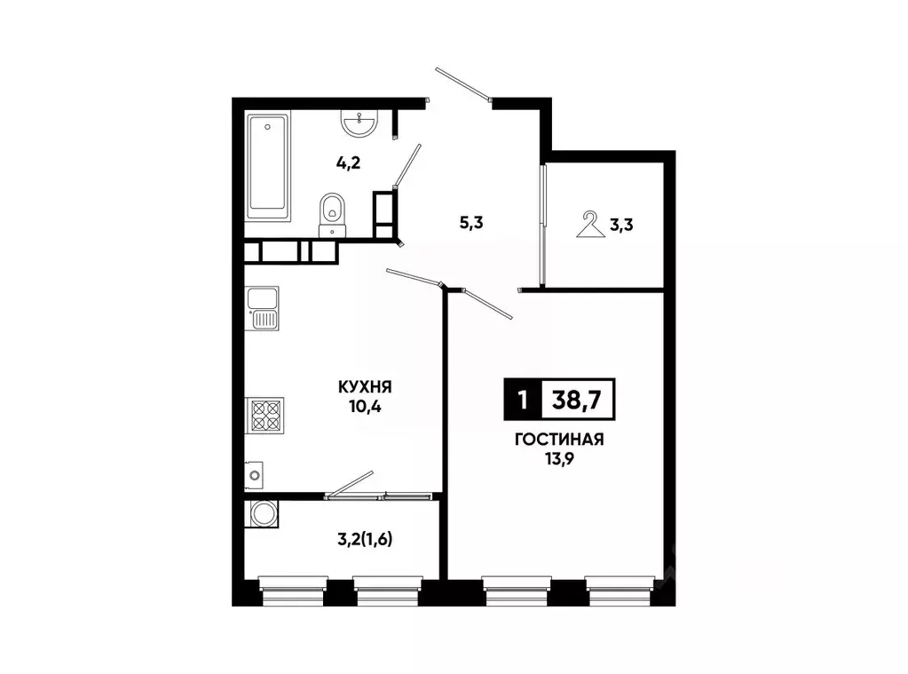 1-к кв. Ставропольский край, Ставрополь ул. Доваторцев, 179Гк1 (38.7 ... - Фото 1