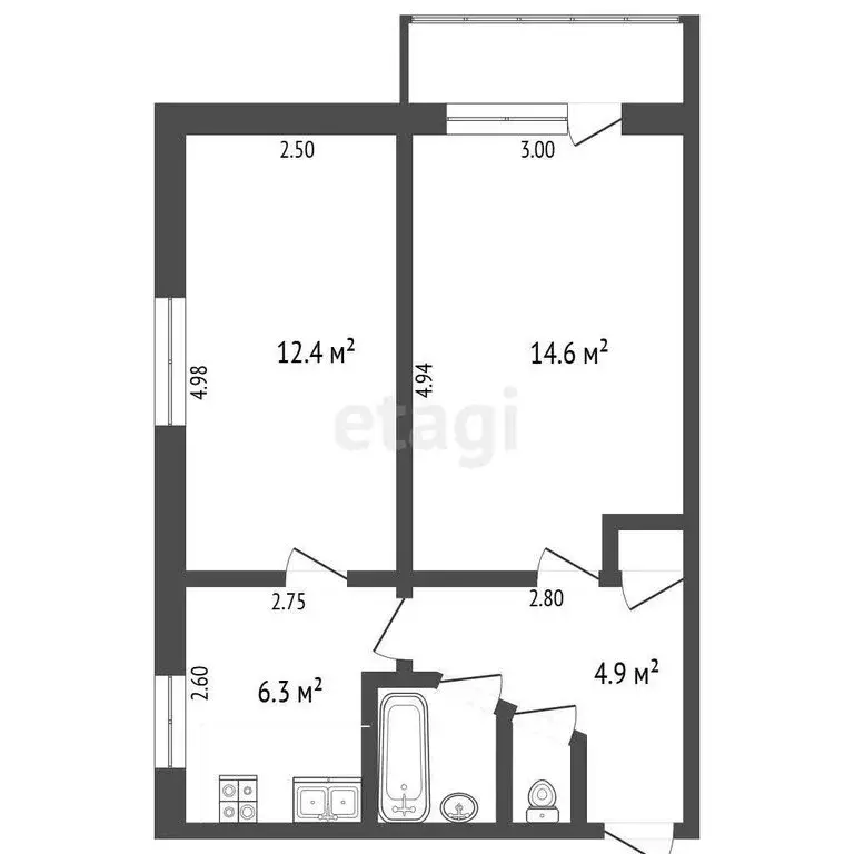 2-комнатная квартира: Вологда, улица Мохова, 18 (41.4 м) - Фото 1