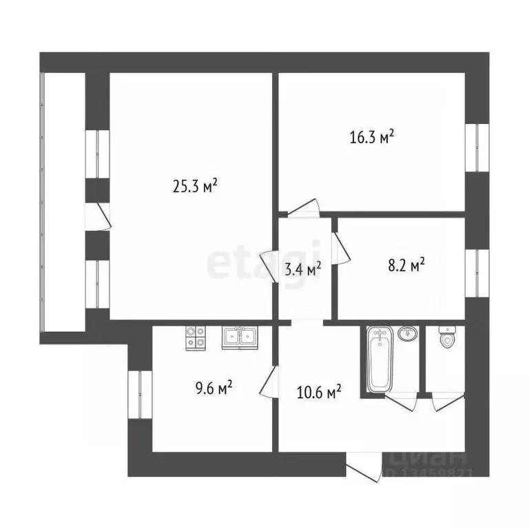 3-к кв. Марий Эл, Медведевский район, Знаменское с/пос, пос. ... - Фото 1