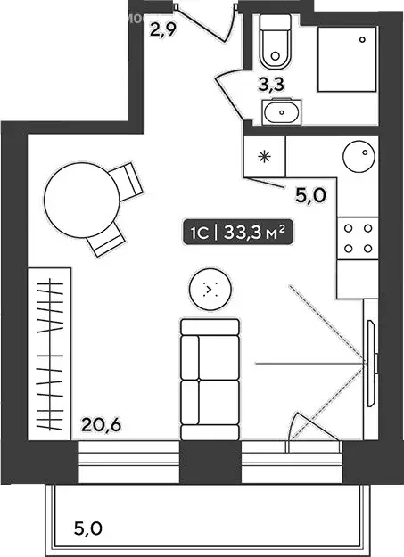 Квартира-студия: Октябрьский, жилой комплекс Альпийский квартал, 22 ... - Фото 1