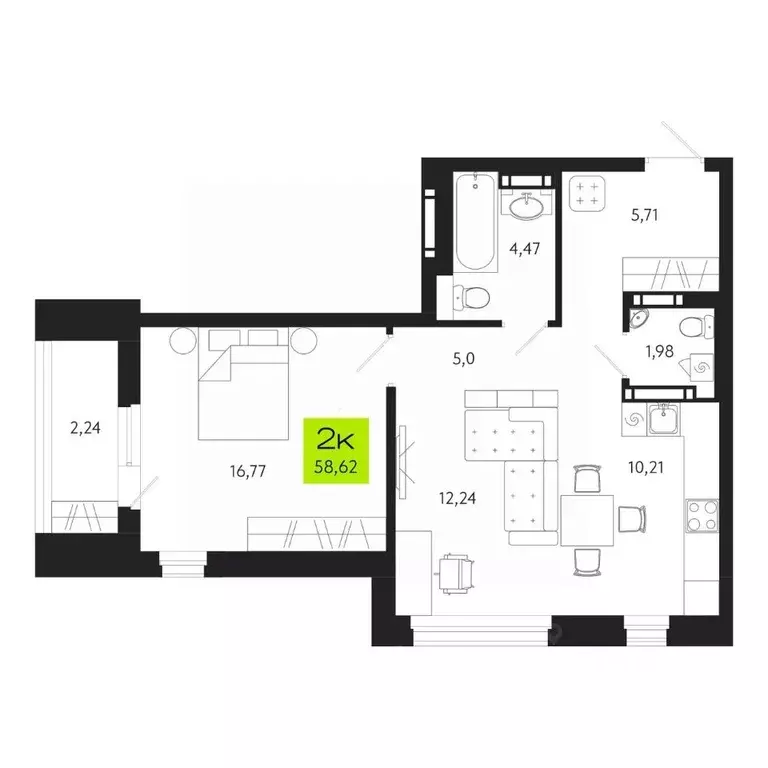 2-к кв. Томская область, Томск Уютный жилой квартал, ул. Маяковского, ... - Фото 1