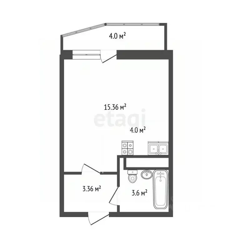 Студия Санкт-Петербург пос. Парголово, Заречная ул., 13к2 (26.5 м) - Фото 2