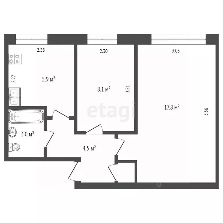 2-к кв. Московская область, Мытищи ул. Щербакова, 10а (39.9 м) - Фото 0