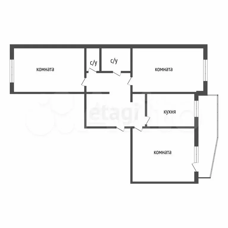 3-к. квартира, 68,9 м, 4/9 эт. - Фото 0
