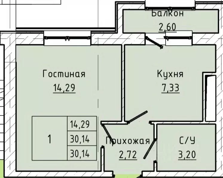 1-к кв. Кабардино-Балкария, Нальчик ул. Атажукина, 12 (30.14 м) - Фото 0