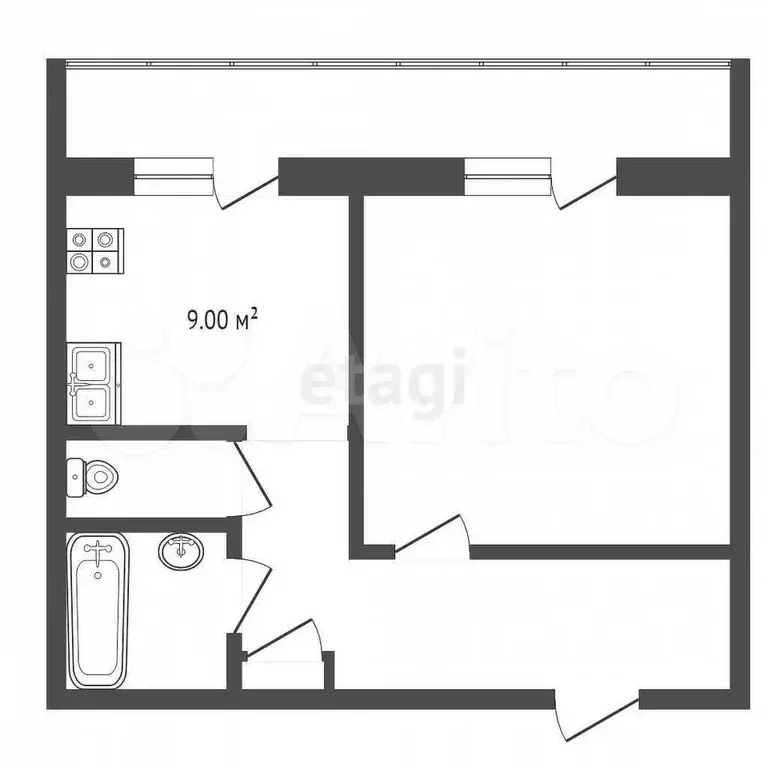 1-к. квартира, 31,6 м, 5/5 эт. - Фото 0