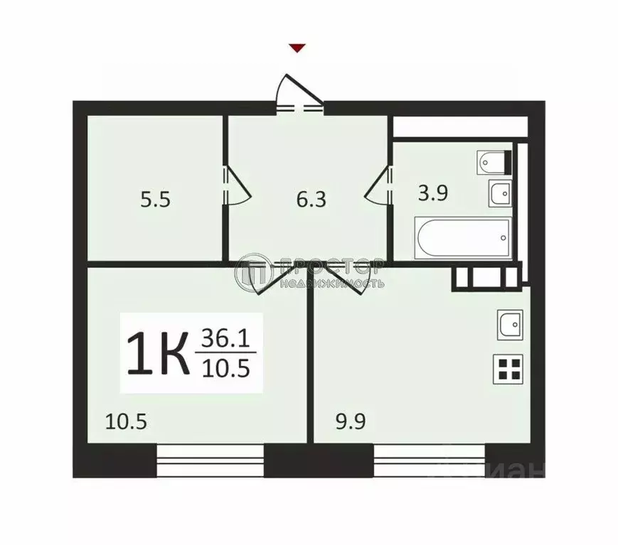 1-к кв. Московская область, Мытищи пер. 1-й Стрелковый, 5к1 (35.0 м) - Фото 2