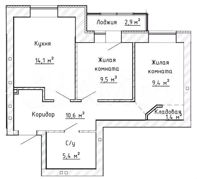 2-к. квартира, 51,9 м, 3/8 эт. - Фото 0