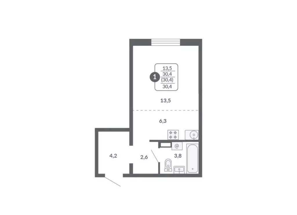 Продаётся 1-к квартира, 30.4 м - Фото 0