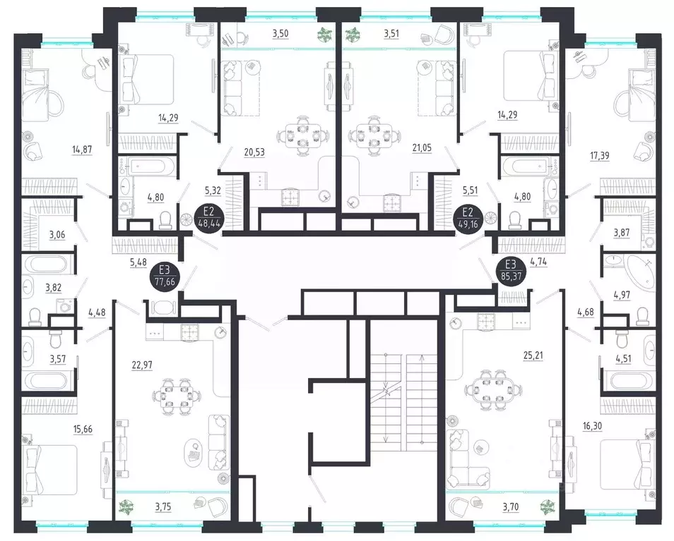 2-к кв. Тульская область, Тула  (85.37 м) - Фото 1