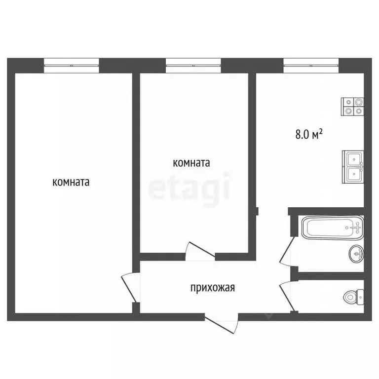 2-к кв. Ямало-Ненецкий АО, Муравленко ул. Нефтяников, 1 (51.1 м) - Фото 2
