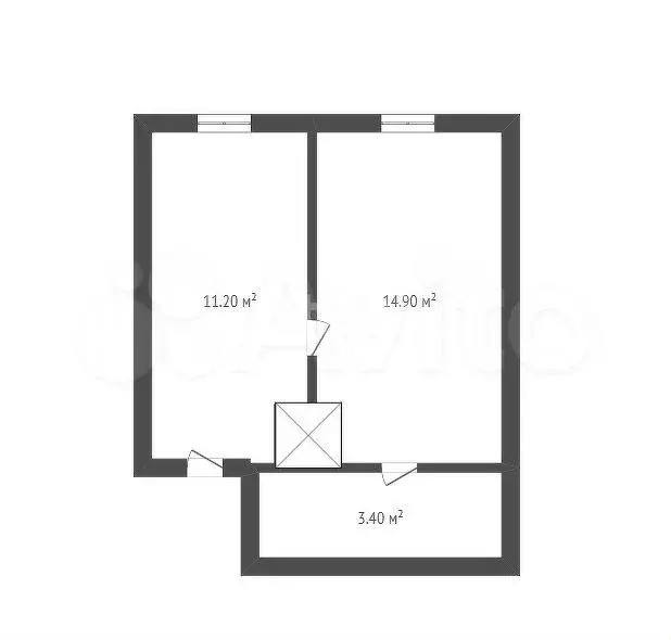 1-к. квартира, 34,4 м, 1/1 эт. - Фото 0