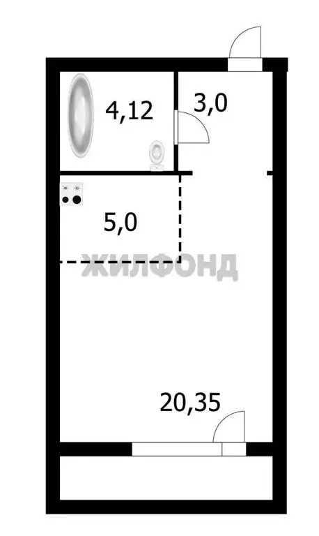 Квартира-студия: Новосибирск, Плющихинская улица, 9 (34 м) - Фото 0