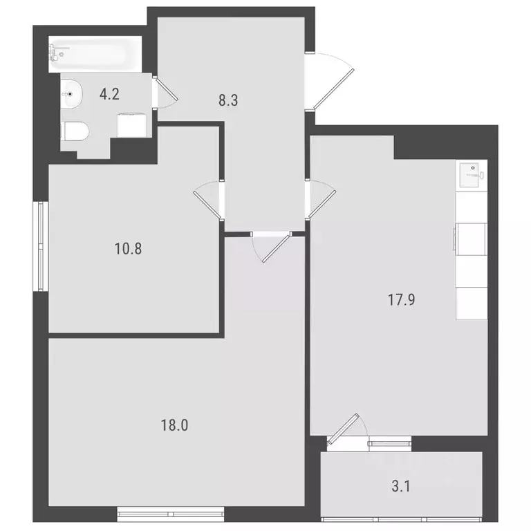 2-к кв. Самарская область, Самара АмГрад жилой комплекс (60.74 м) - Фото 1