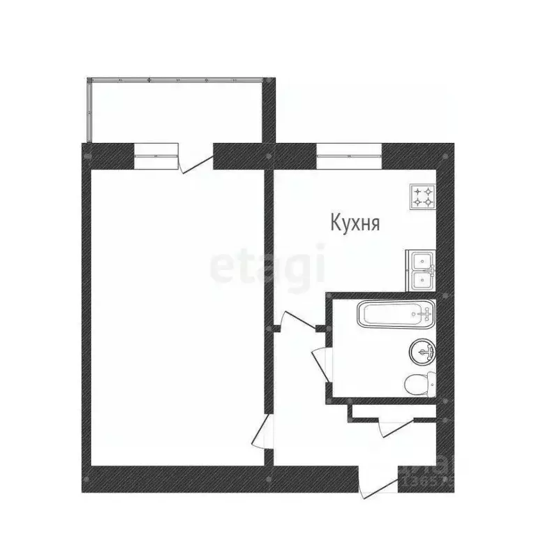 1-к кв. Иркутская область, Иркутск ул. Баррикад, 189 (34.2 м) - Фото 2