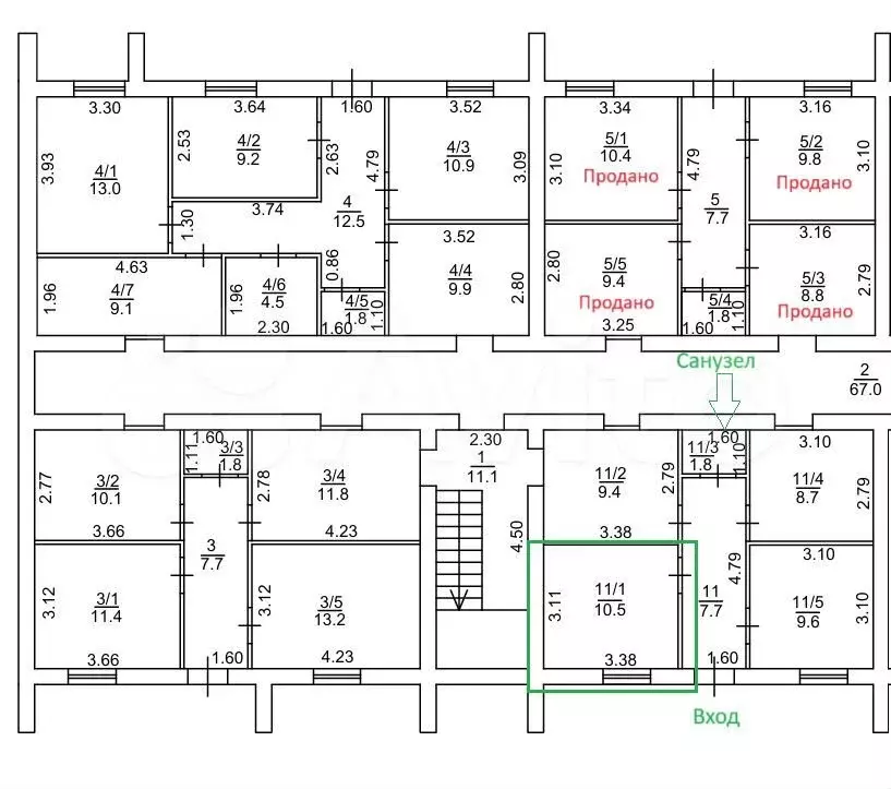 Офис с арендатором 10,5м2 Доход 6тр Собственник - Фото 0
