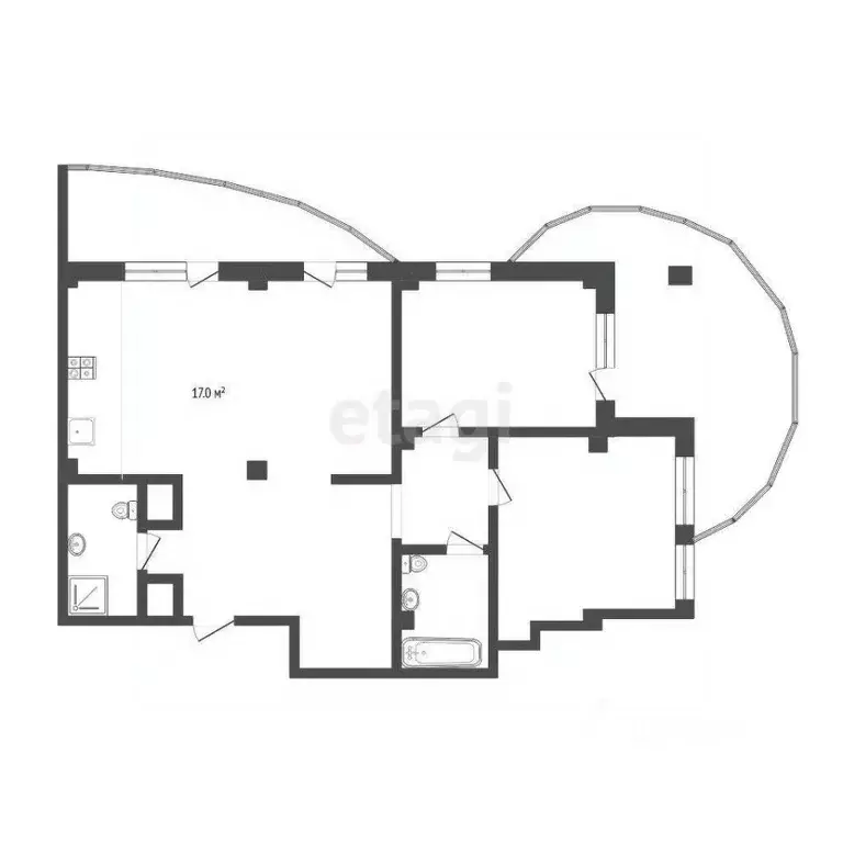 3-к кв. Тюменская область, Тюмень ул. Федюнинского, 64 (94.9 м) - Фото 1