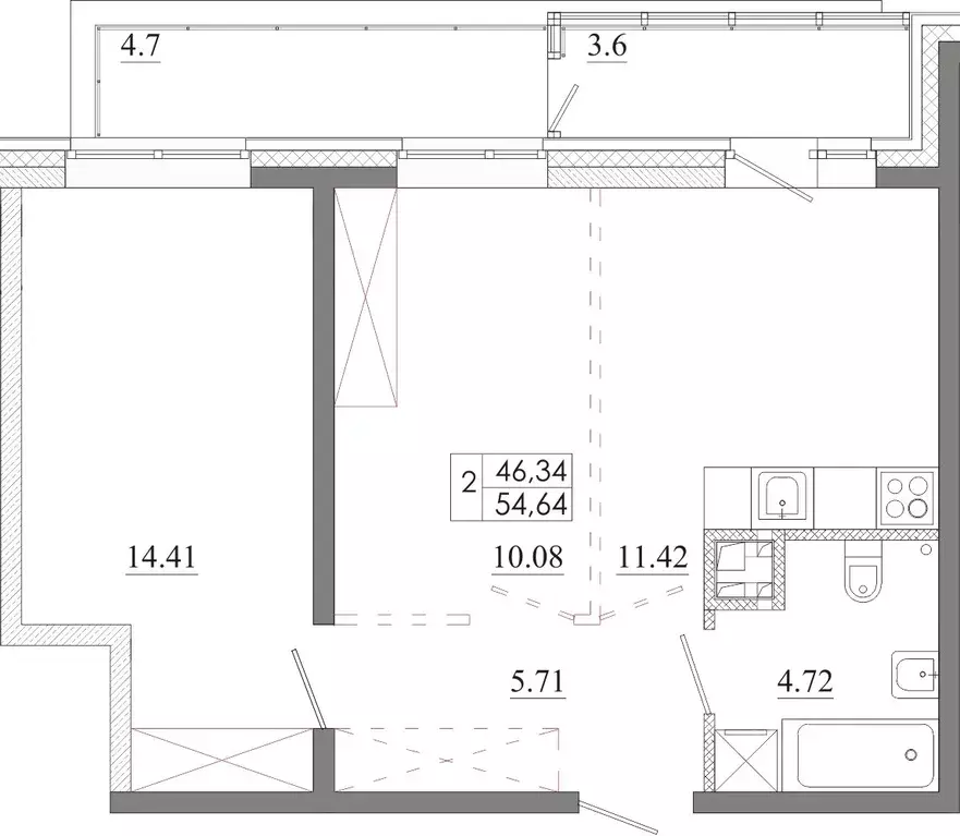 2-к кв. Иркутская область, Иркутск Ново-Ленино мкр,  (54.64 м) - Фото 0