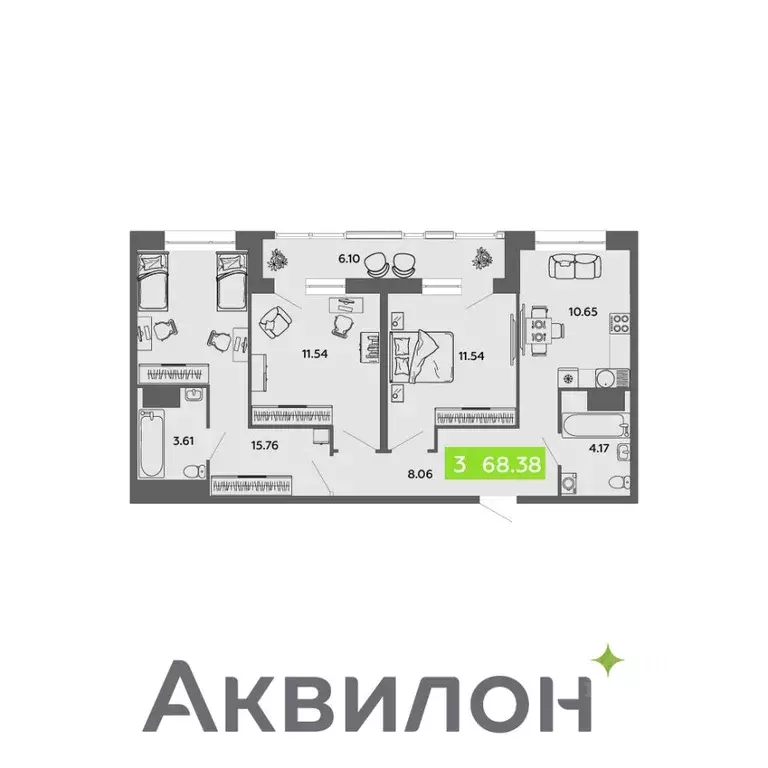 3-к кв. Архангельская область, Архангельск проезд Приорова, 4с1 (68.38 ... - Фото 0