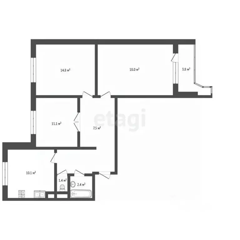 3-к кв. Москва ул. Адмирала Лазарева, 40 (74.0 м) - Фото 2
