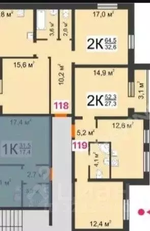 2-к кв. Нижегородская область, Бор ул. Молодежная, 4А (52.3 м) - Фото 2