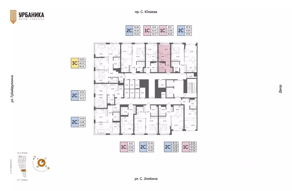 1-к кв. Башкортостан, Уфа Зеленая Роща жилрайон, Урбаника жилой ... - Фото 2