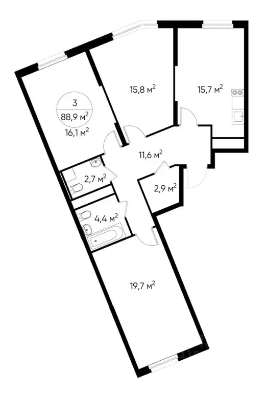 3-к кв. Москва Переделкино Ближнее мкр, 18-й кв-л,  (88.9 м) - Фото 0