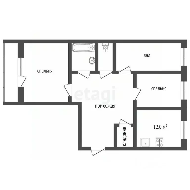 3-к кв. Нижегородская область, Выкса Центральный мкр, 6А (60.8 м) - Фото 1