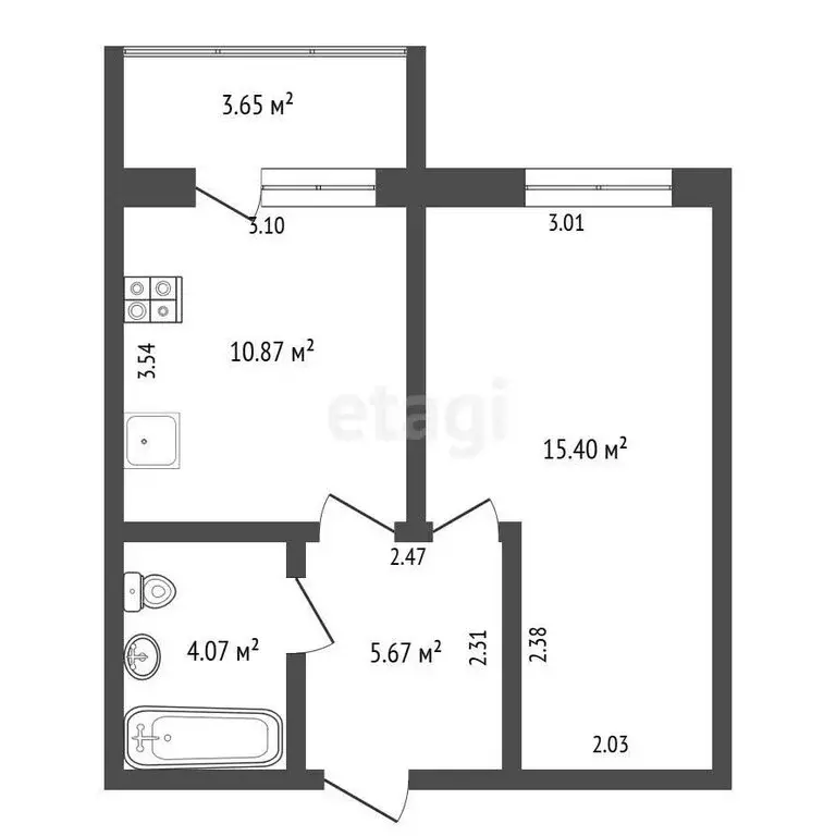1-комнатная квартира: Тамбов, Магистральная улица, 41к1 (38.3 м) - Фото 0